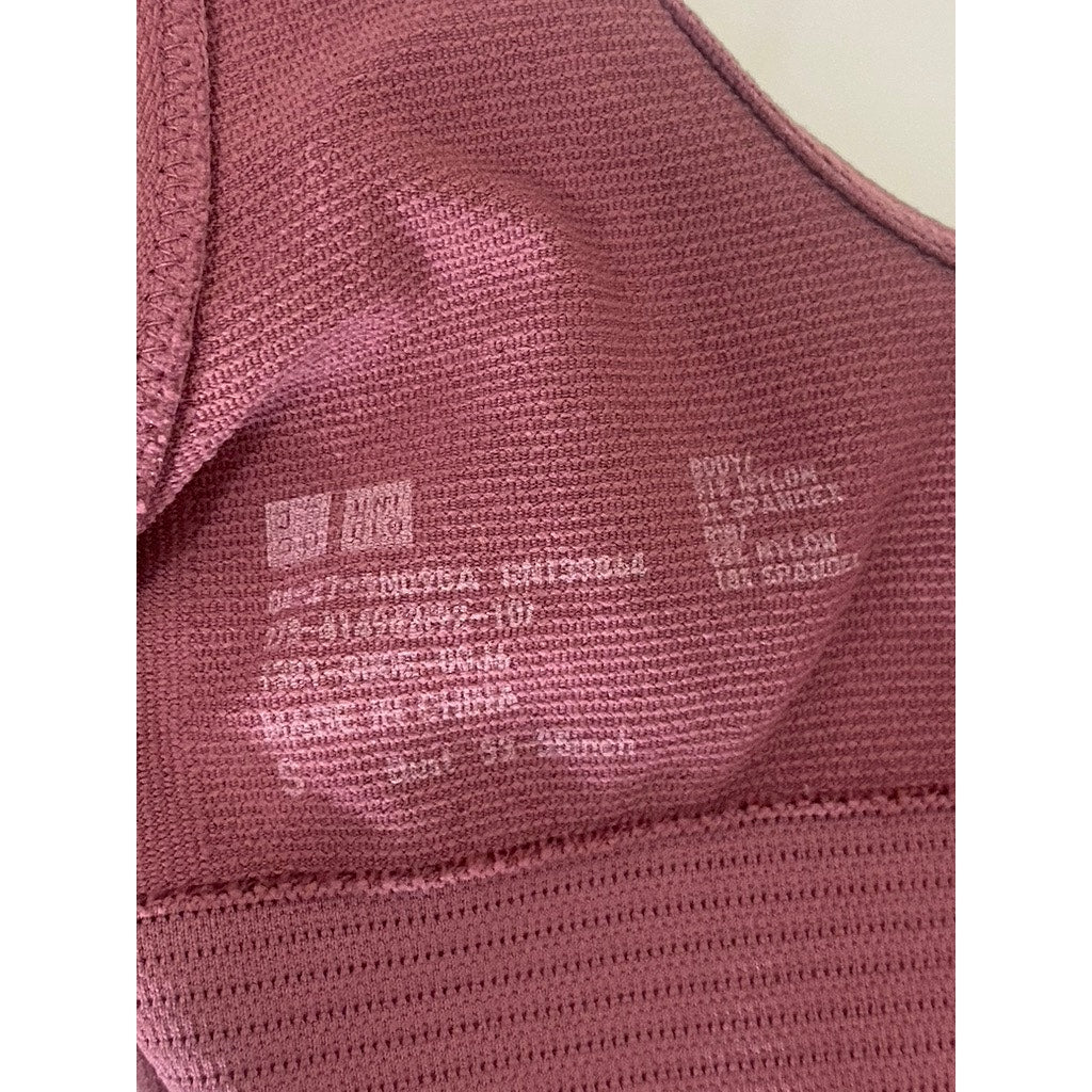 UNIQLO U Women's Pink Straight-Neck Ribbed-Hem Sport Bra SZ S
