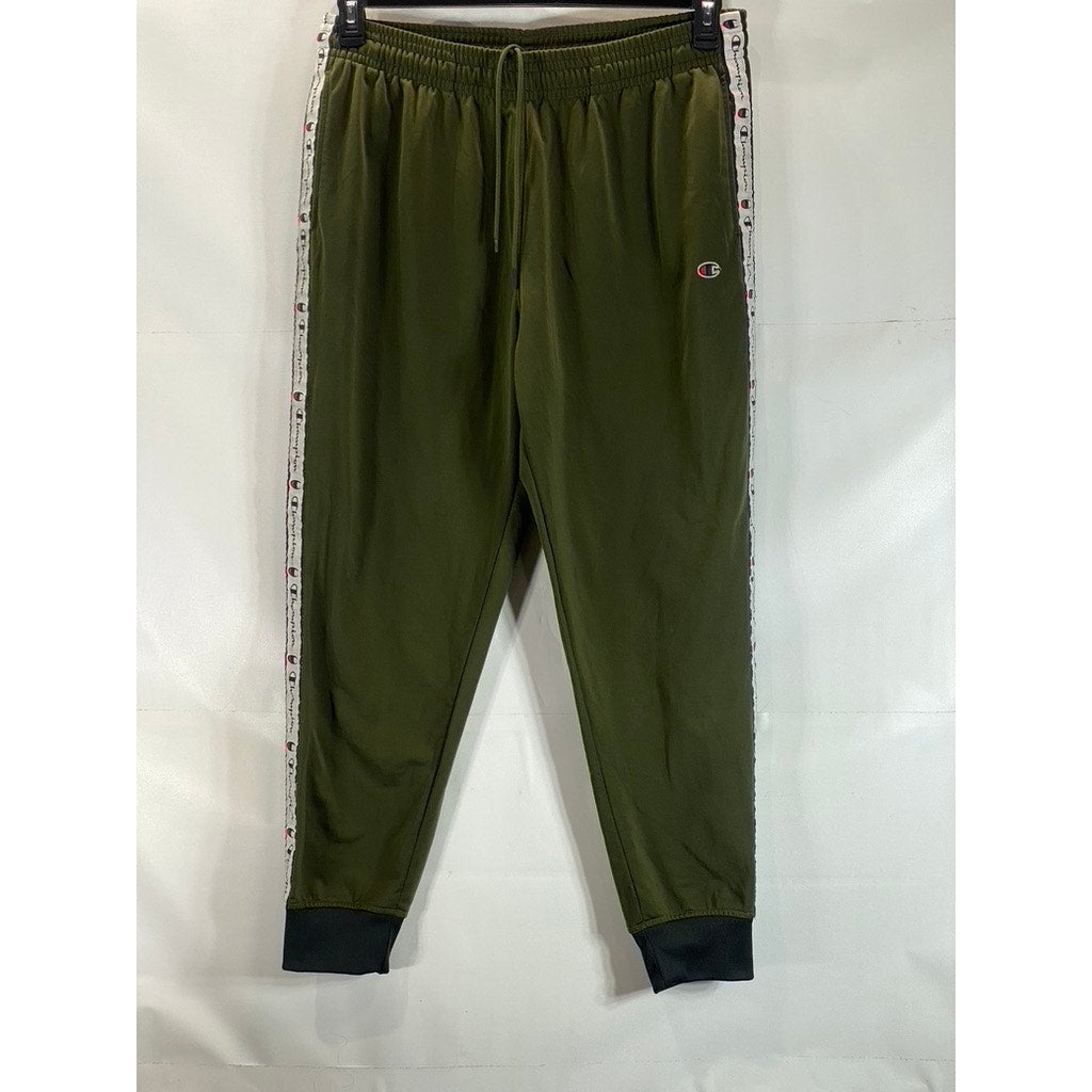 CHAMPION Men's Olive Green Logo Side Tape Pull-On Elastic Waist Track Pant SZ XL