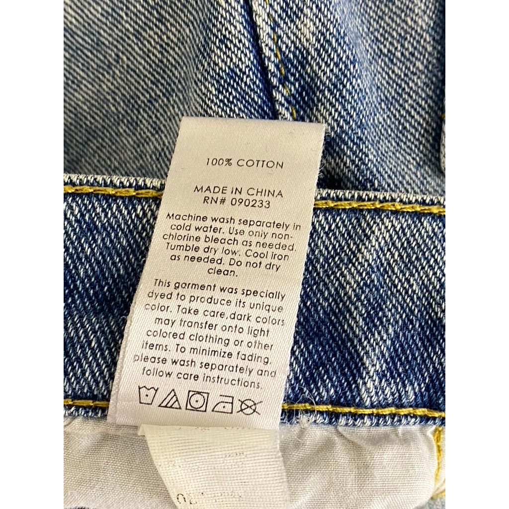 PACSUN Women's Blue Patchwork High-Rise Straight Denim Raw-Hem Jean SZ 24