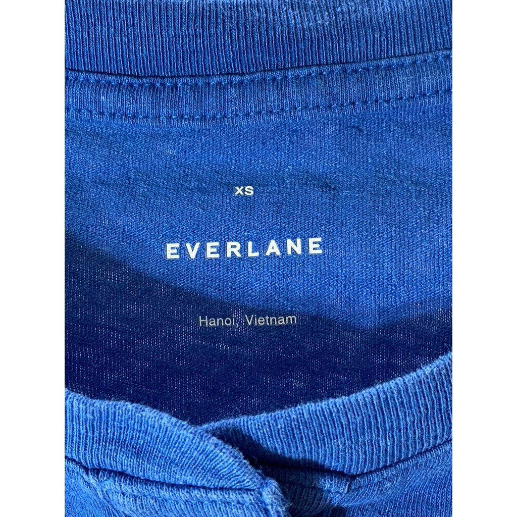 EVERLANE Women’s Royal Blue Short Sleeve Henley Hemp-Organic Cotton Top SZ XS