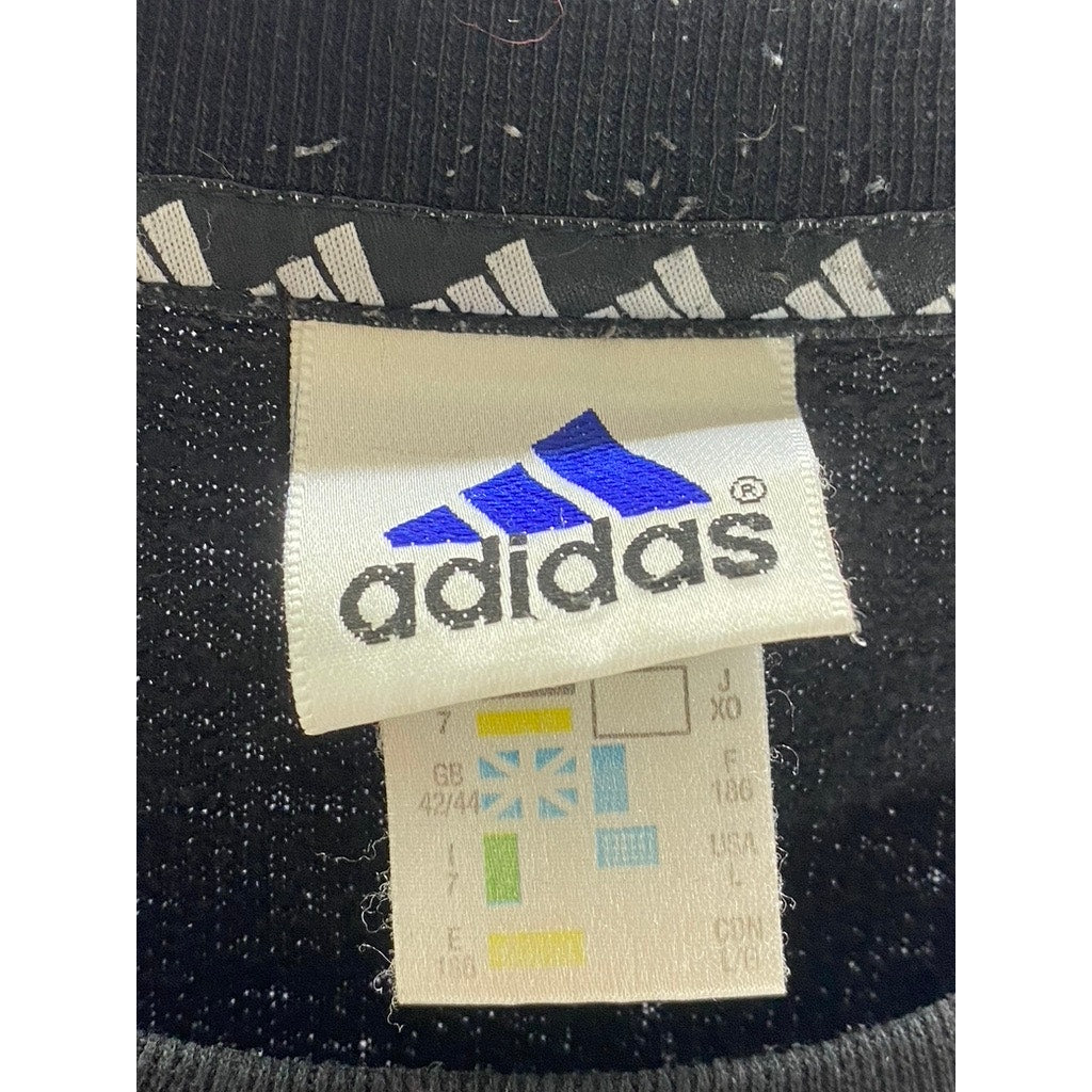 ADIDAS Men's Vintage Black/White Chest Logo Crewneck Long Sleeve T-Shirt SZ L