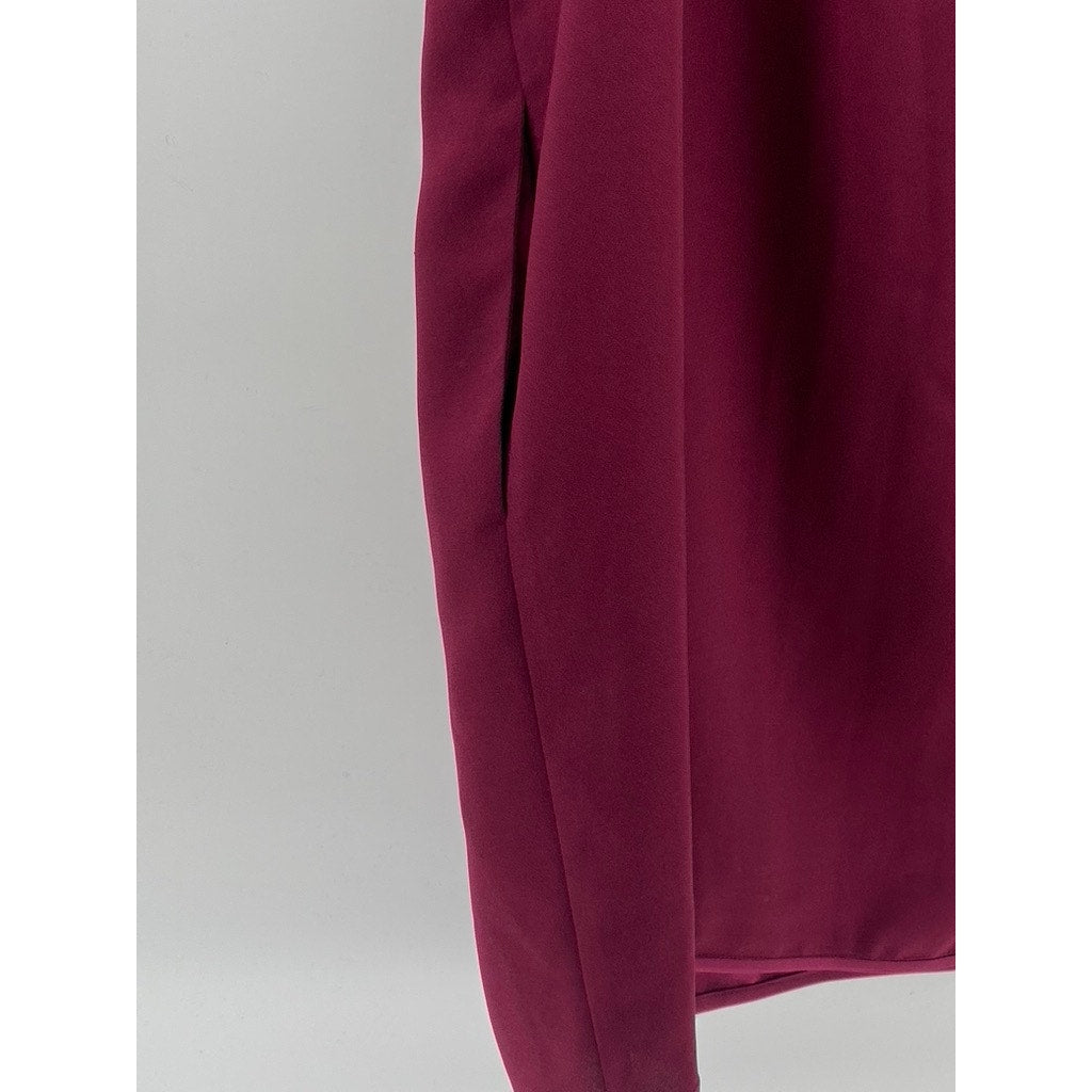 DIANE VON FURSTENBERG Women's Burgundy Split-Neck Kora Short Sleeve Dress SZ S