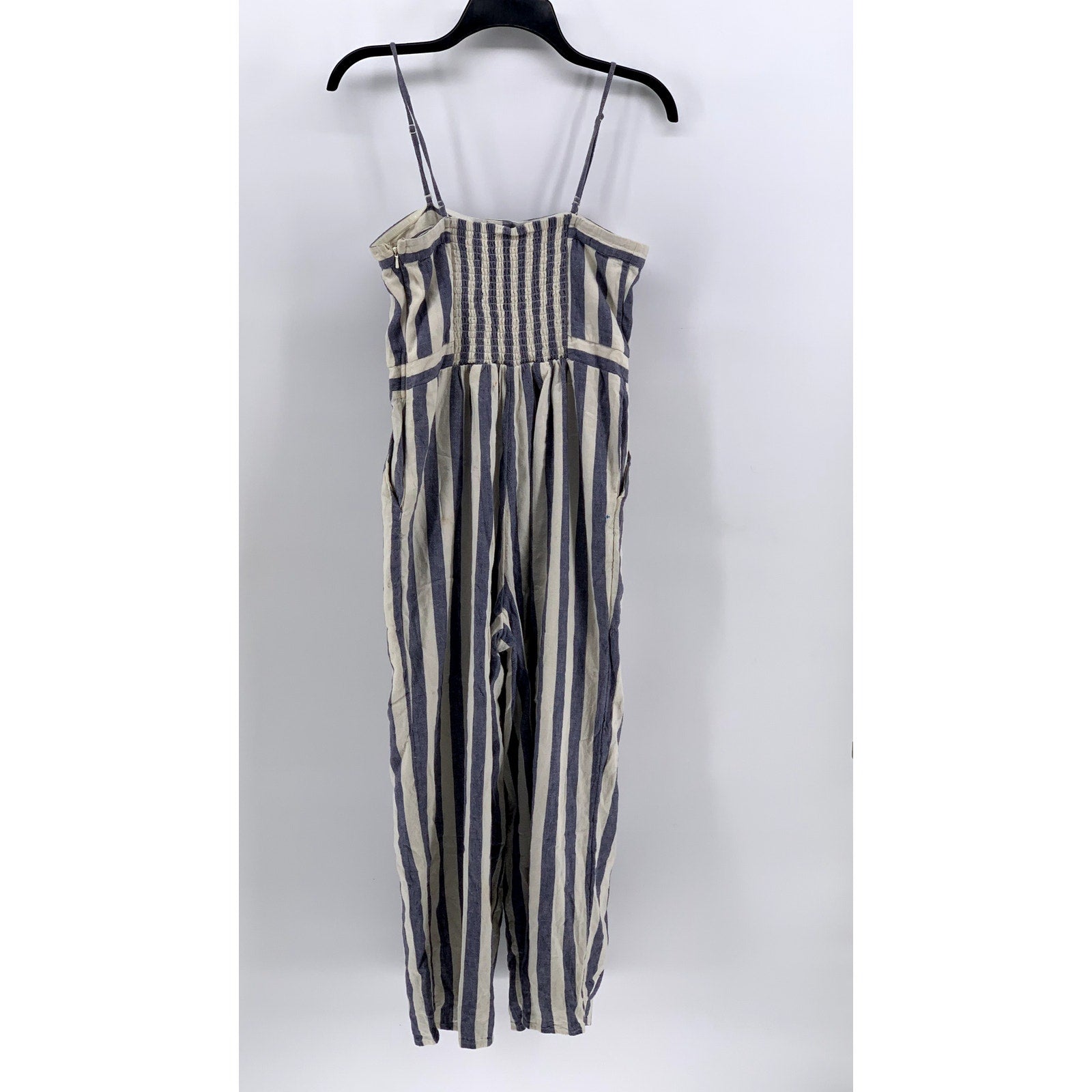 AMERICAN EAGLE Women's White-Blue Striped One-Piece Jumpsuit SZ S