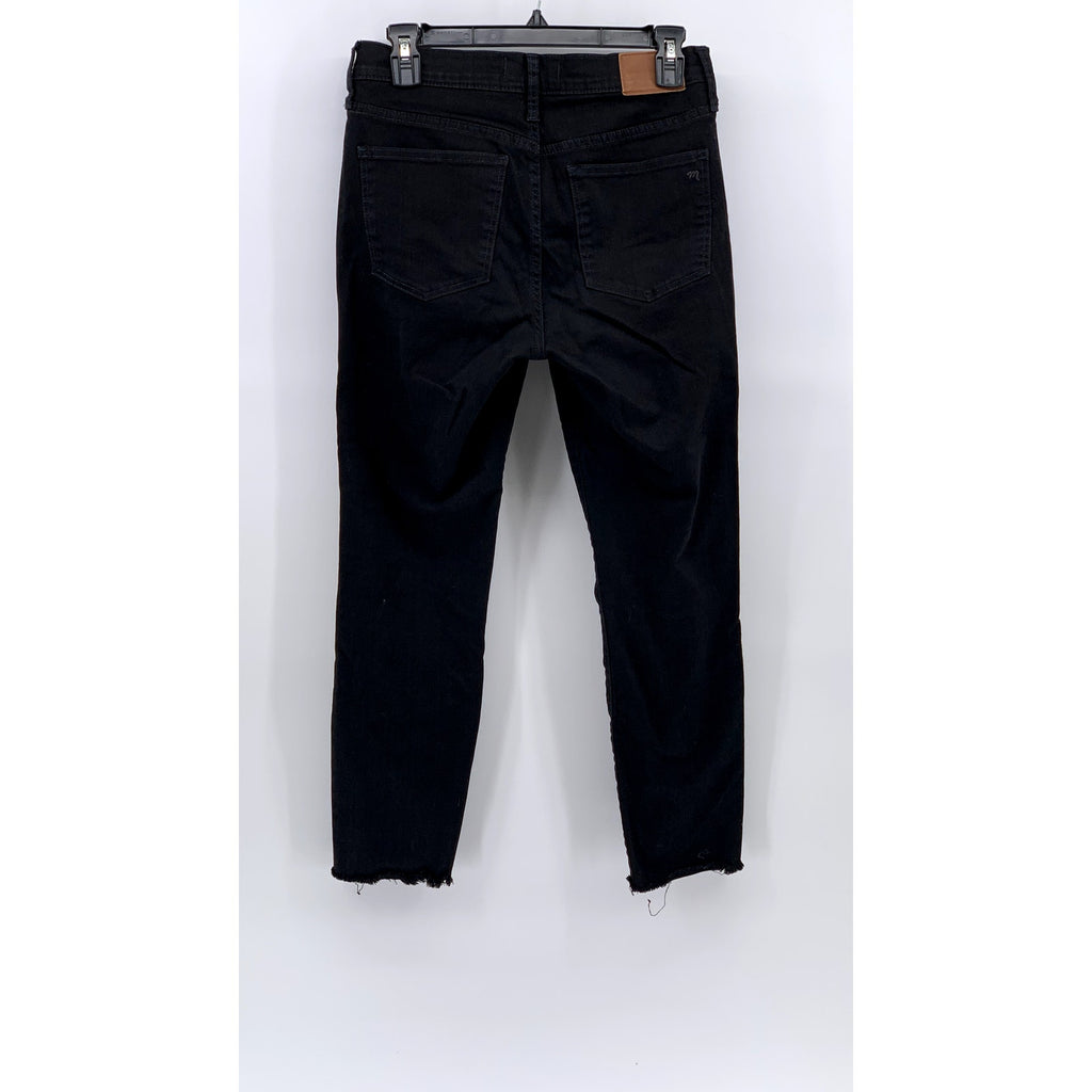 MADEWELL Women's Black 9" Mid-Rise Skinny Leg Frayed Cropped Jeans SZ 28