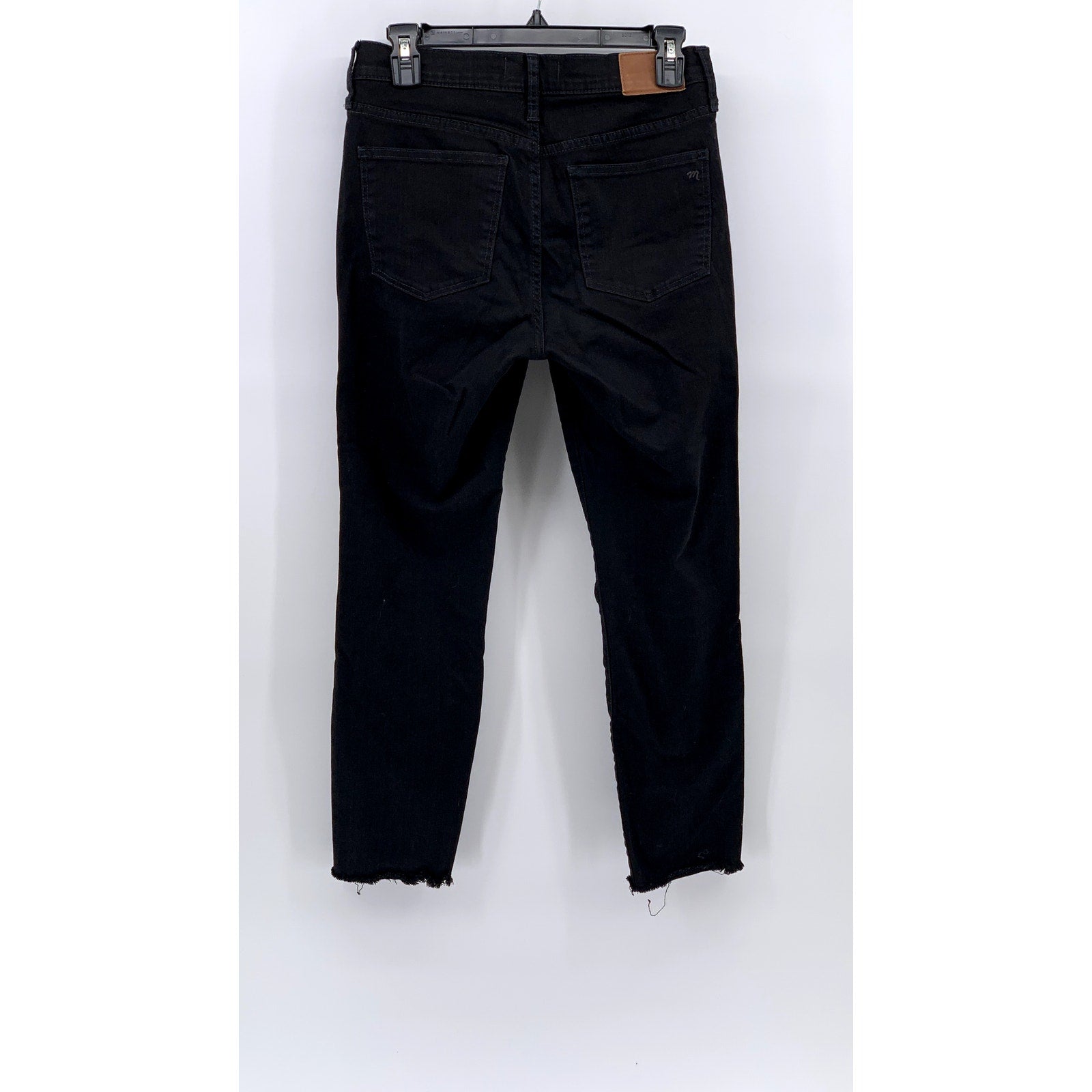 MADEWELL Women's Black 9" Mid-Rise Skinny Leg Frayed Cropped Jeans SZ 28