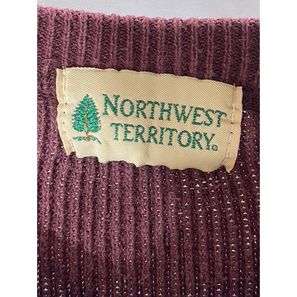 NORTHWEST TERRITORY Men's Vintage Burgundy Rib Knit Crewneck Sweater SZ XL