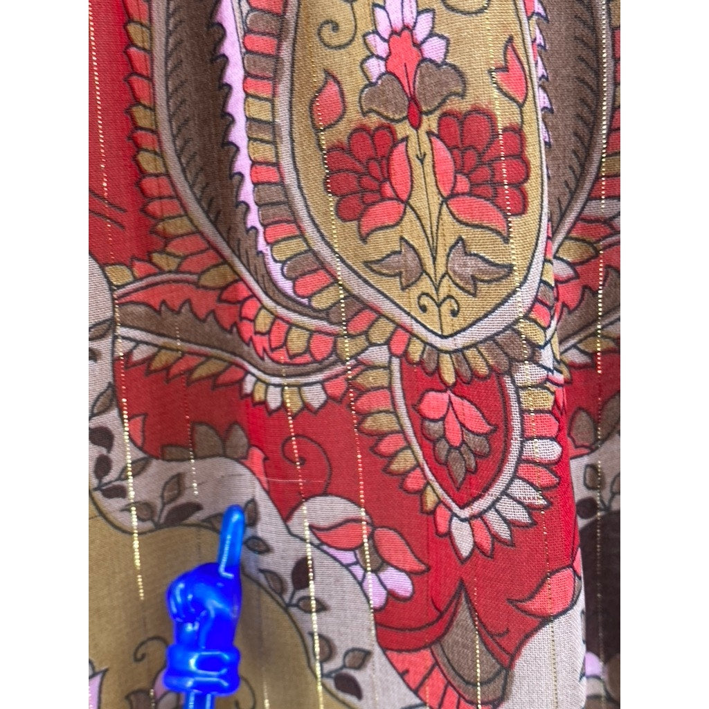 ZERO ZERO Women's Red-Tan Printed Tiered A-Line Knee Length Skirt SZ M