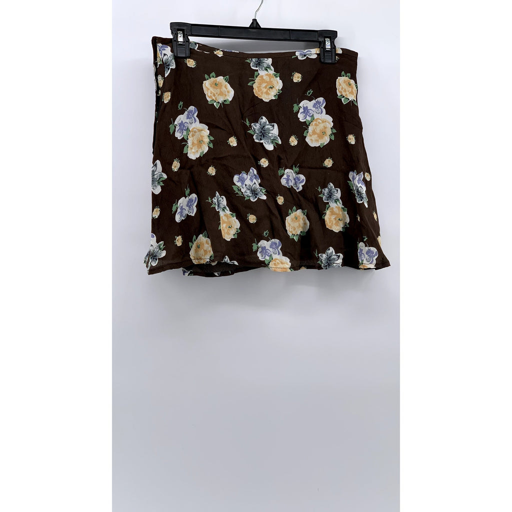 BP. Women's Brown Floral A-Line Mini Skirt SZ M