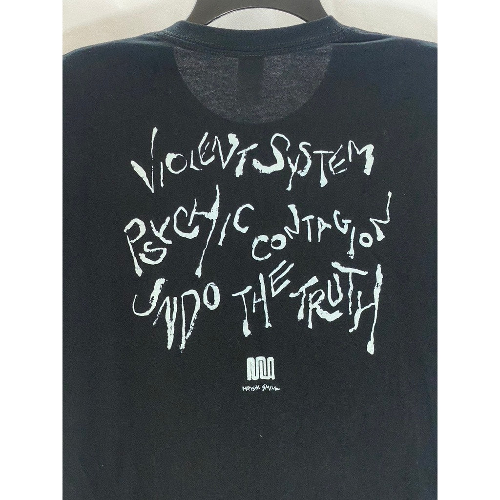MEISHI SMILE Men's Black Psychic Contagion Crewneck Graphic T-Shirt SZ L