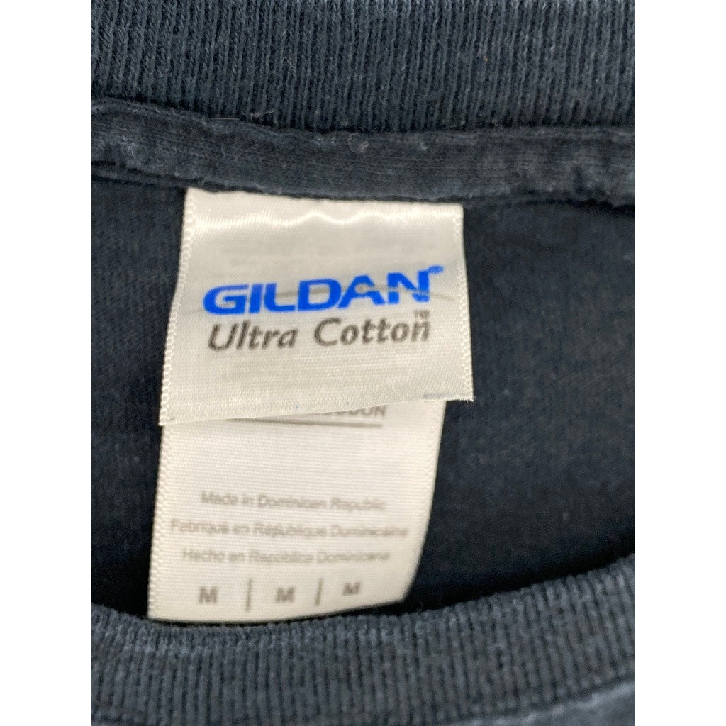 GILDAN Men's Washed Black Graphic Crewneck Casual Short Sleeve T-Shirt SZ M