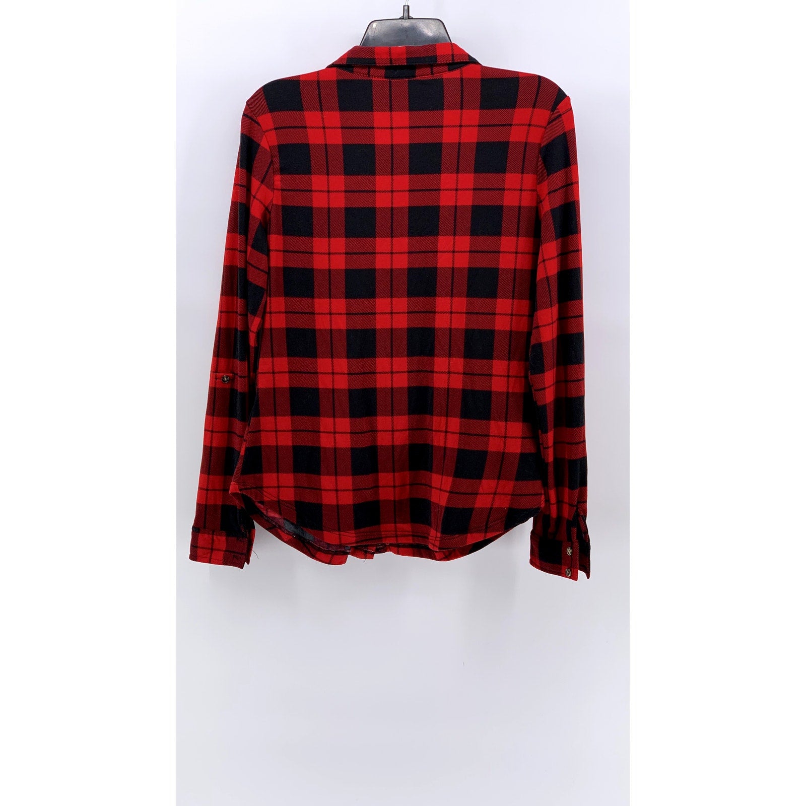 ULTRA FLIRT Women's Red-Black Checkered Button-Up Top SZ M
