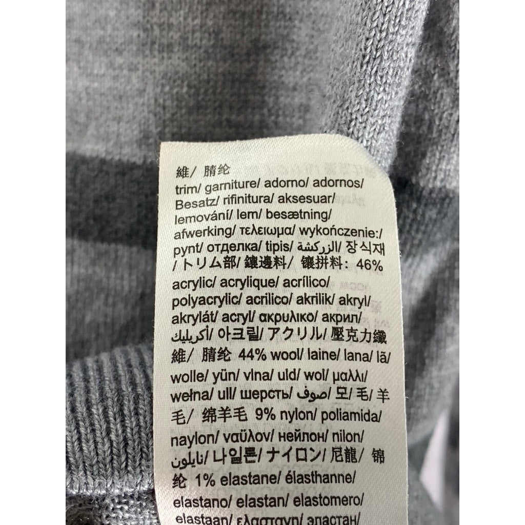 CALVIN KLEIN Men's Gray/Blue Wool-Blend Striped Colorblock Crewneck Sweater SZ M