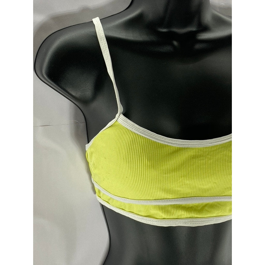 SHEIN Women's Yellow/White Ribbed Adjustable Strap Bralette SZ S