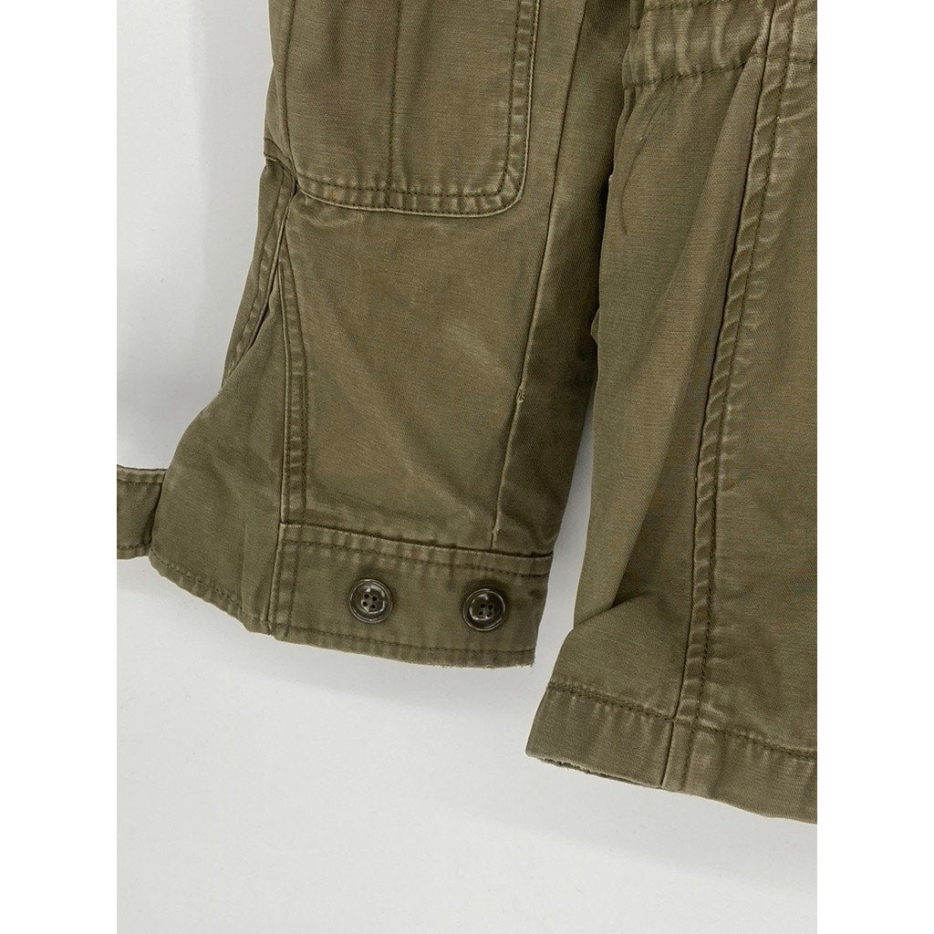 J.CREW Men's Olive Green Zip-Up Button-Up Long Sleeve Utility Jacket SZ S