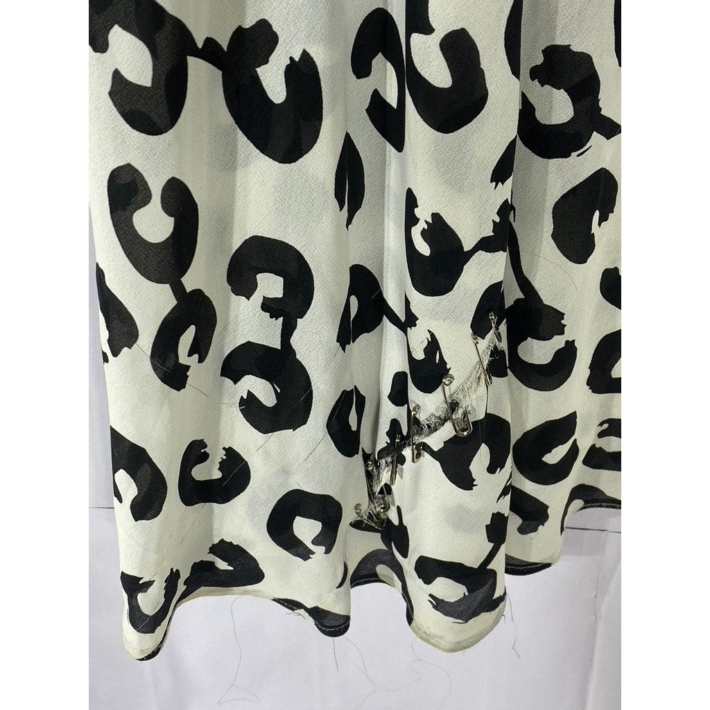 LILY Women's Black-White Striped-Printed Tie-Front Long Sleeve Maxi Dress SZ S