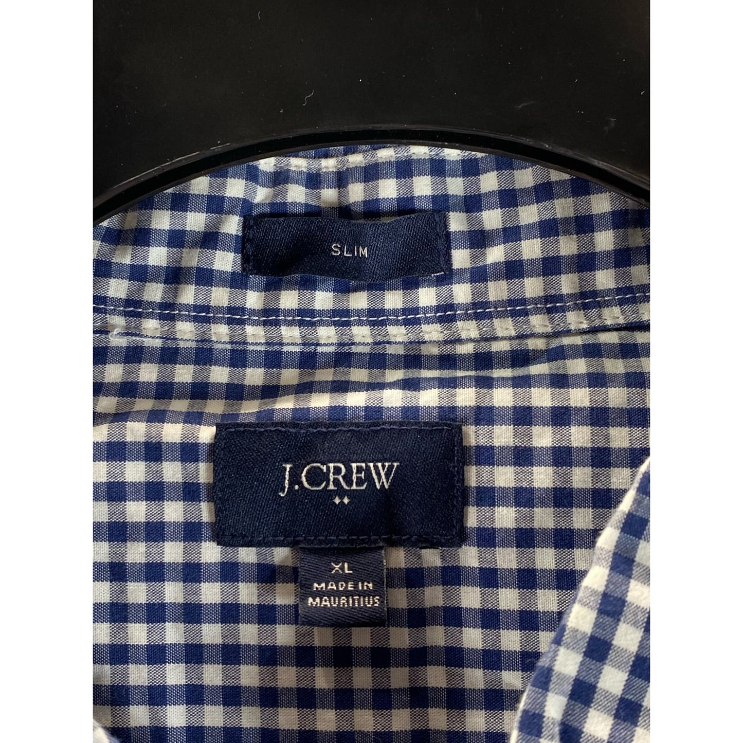 J. CREW Men's Navy/White Gingham Slim-Fit Button-Up Long Sleeve Shirt SZ S