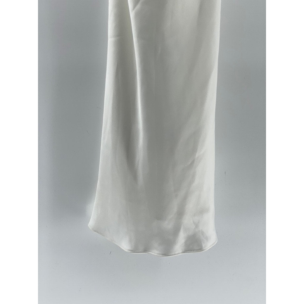 ZARA Women’s White Satin Cowl-Neck Spaghetti Strap Backless Mini Dress SZ M