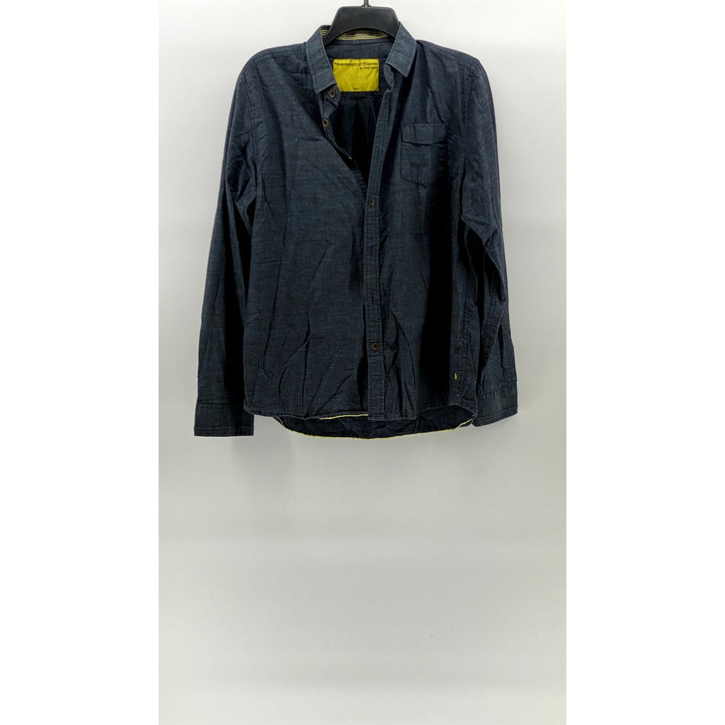 DESCENDANT OF THIEVES By Dres Ladro Men's Blue Regular-Fit Button-Up Shirt SZ L