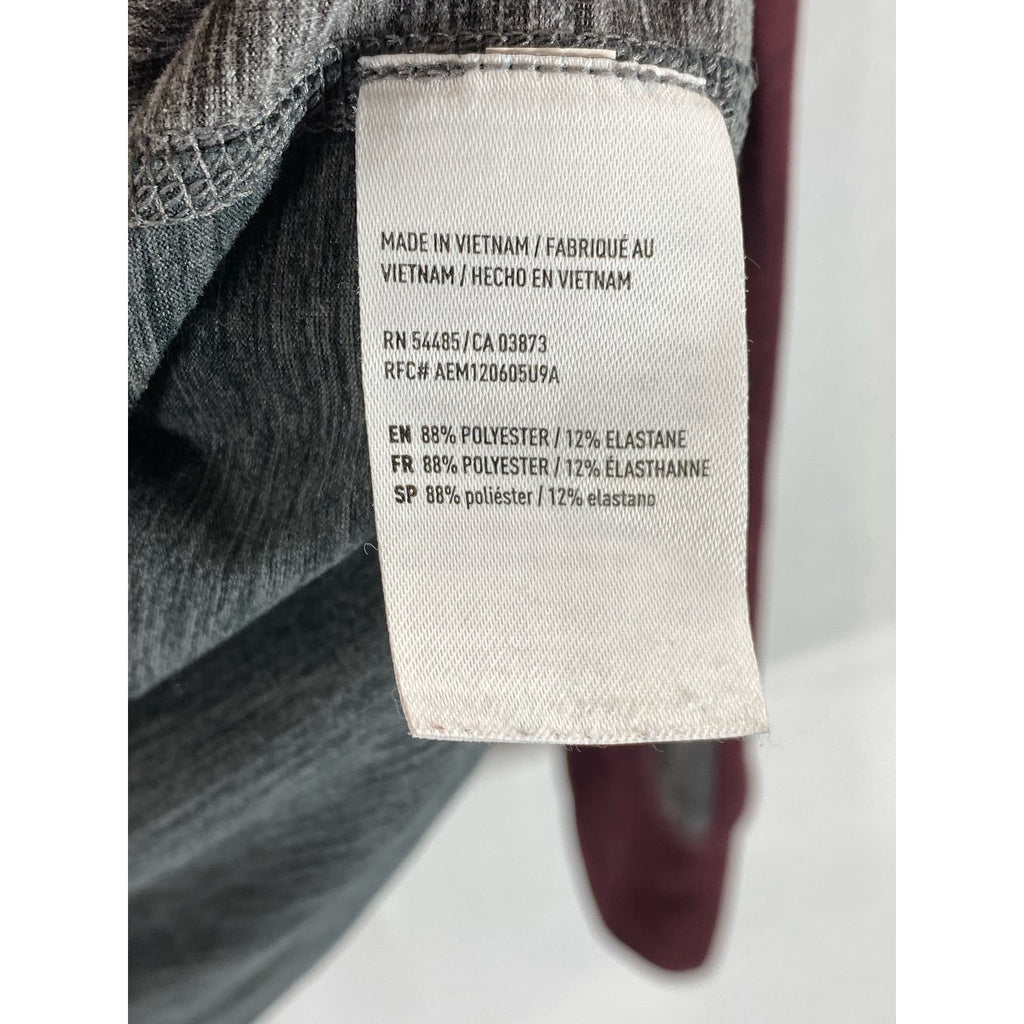 AMERICAN EAGLE Men's Burgundy/Grey Colorblock Crewneck AE Flex T-Shirt SZ S