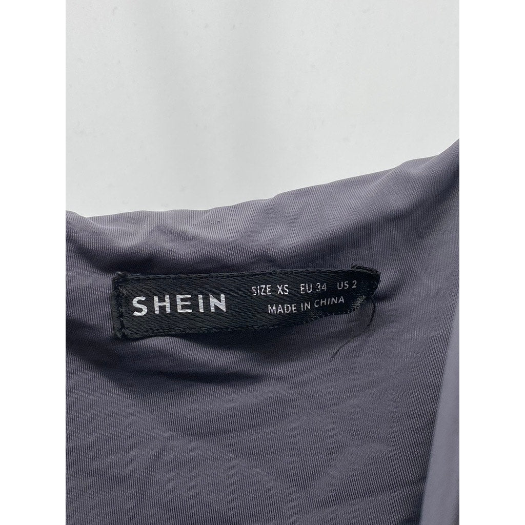 SHEIN Women's Dark Gray V-neck Spaghetti Strap Maxi Dress SZ 2