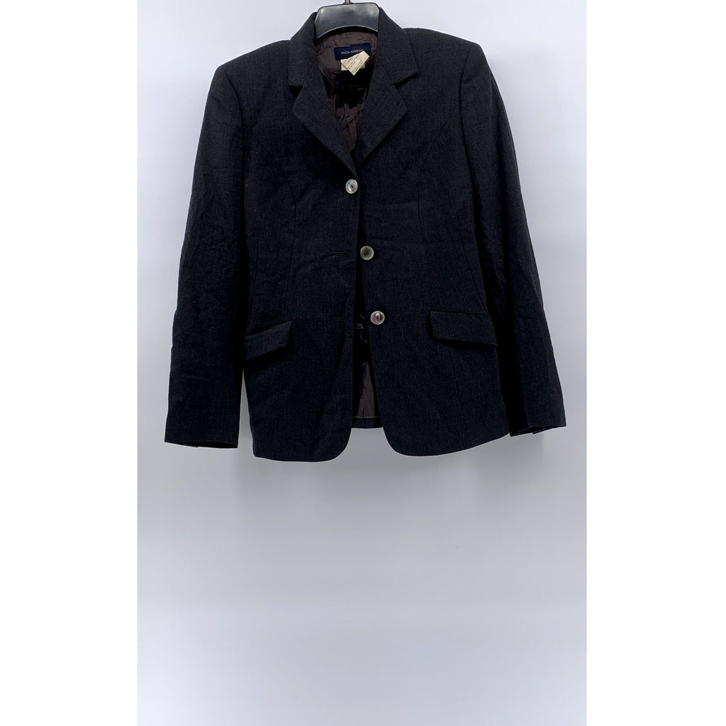 PIAZZA SEMPIONE Women's Black Three-Button Notch Collar Blazer SZ 42(6)