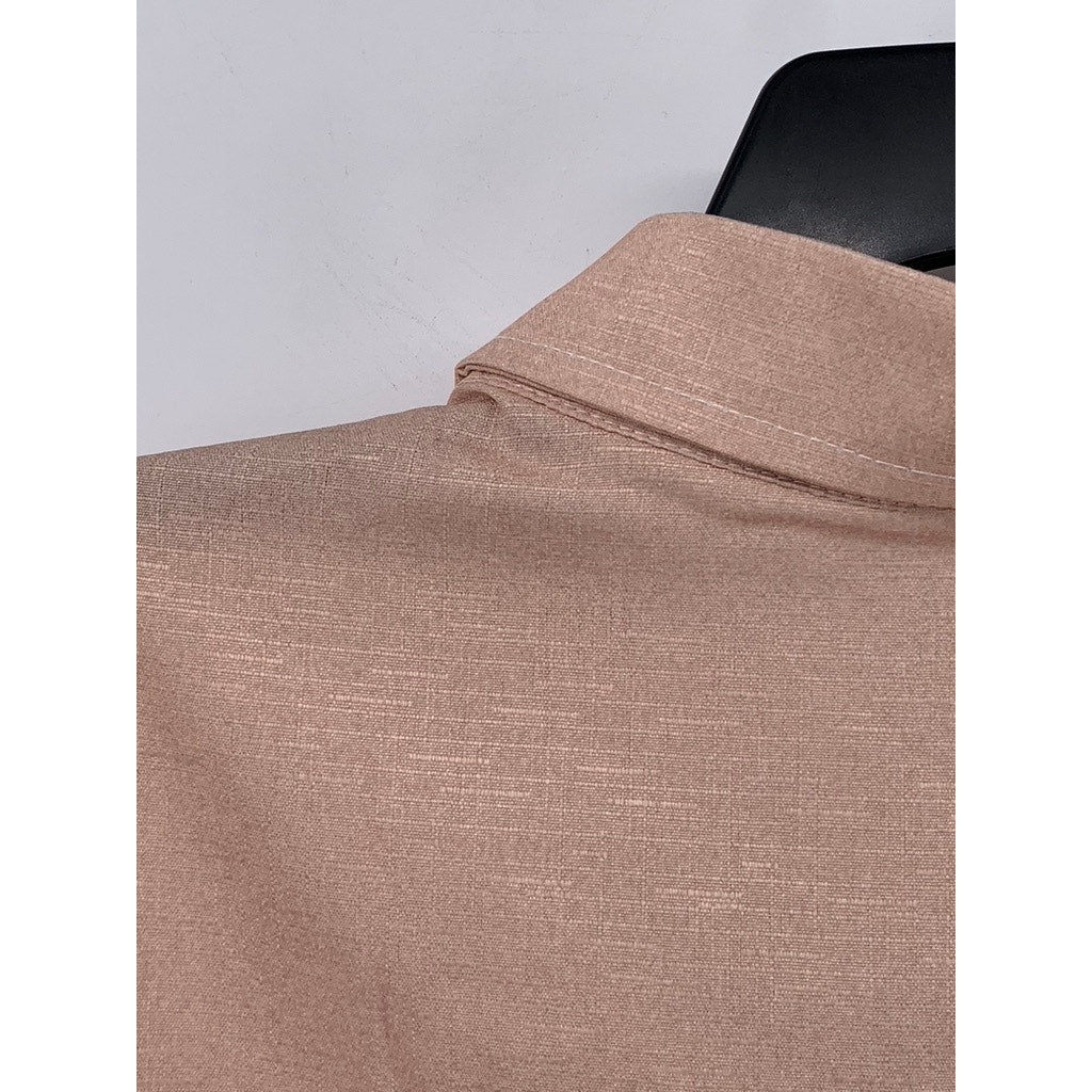 UNBRANDED Women's Salmon Pink Half-Button Long Sleeve Top SZ M