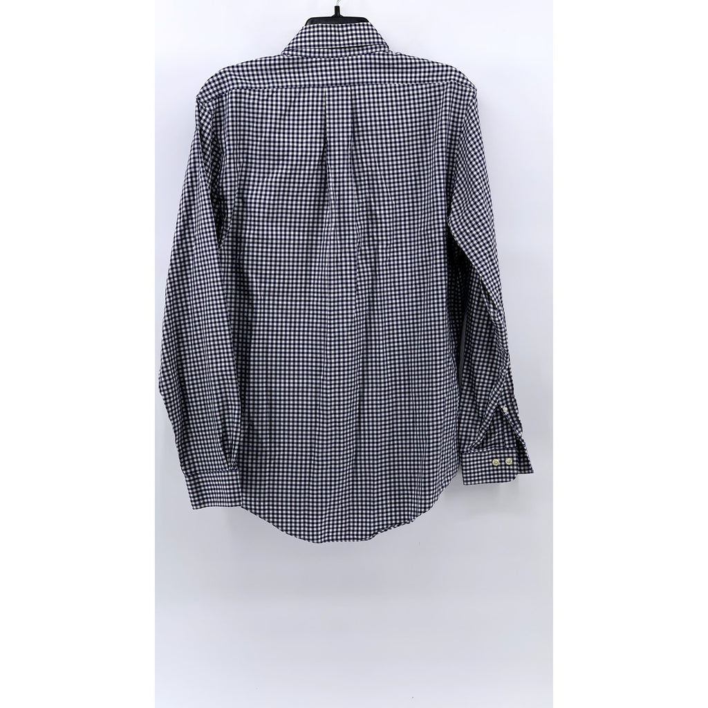 BROOKS BROTHERS Men's Blue-White Gingham Button-Up Original Polo Shirt SZ M