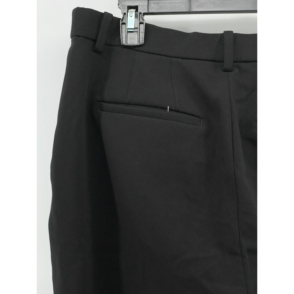 UNIQLO Women's Black Solid Regular-Fit Wide-Leg Ankle Pant SZ L