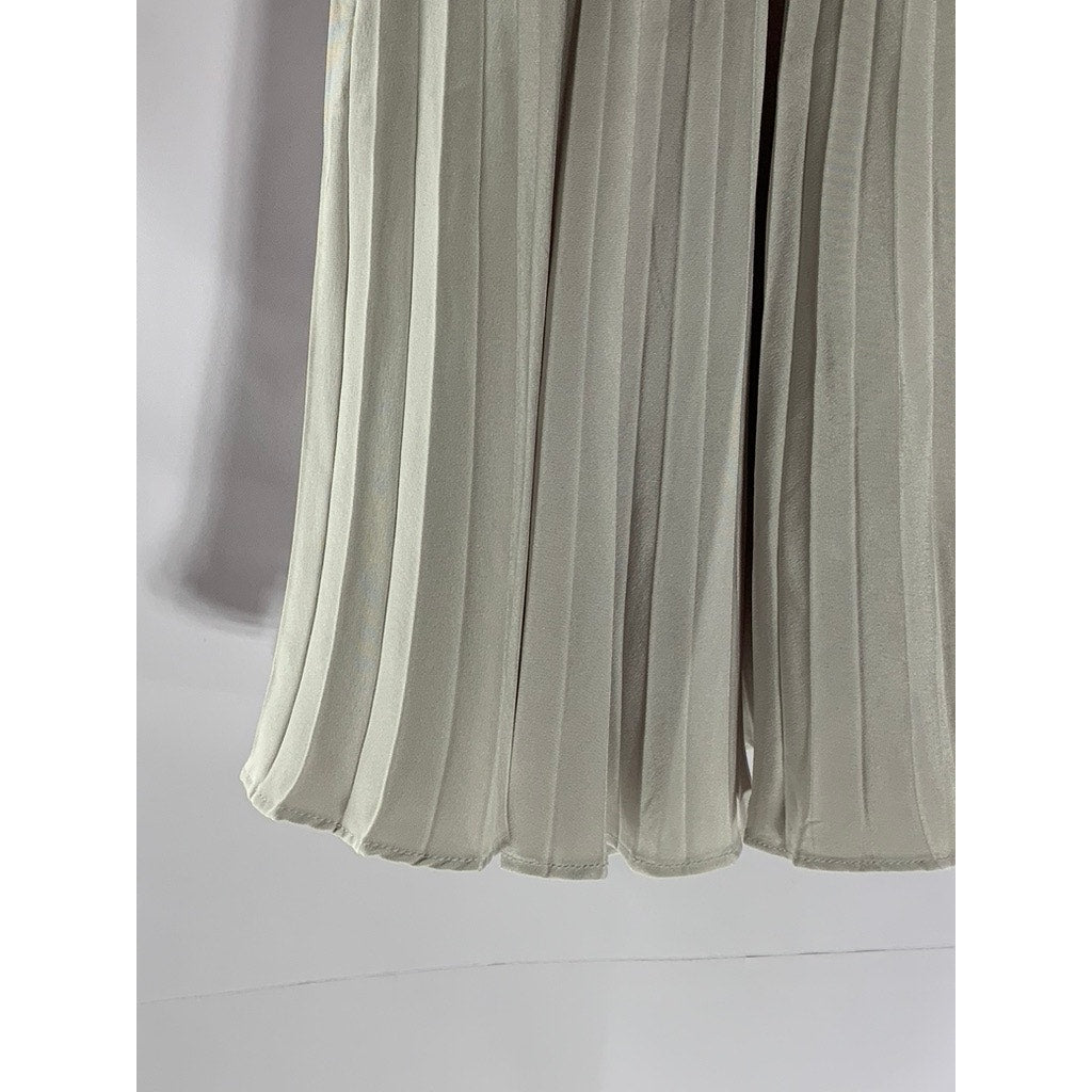 BLOOMINGDALES Women's Vintage Gray Pleated Sheer Pleated Pull-On Mini Skirt SZ 4