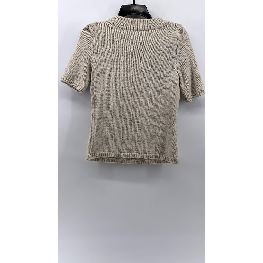 TALBOTS Women's Petite Beige Knit Boatneck Sweater Top SZ S