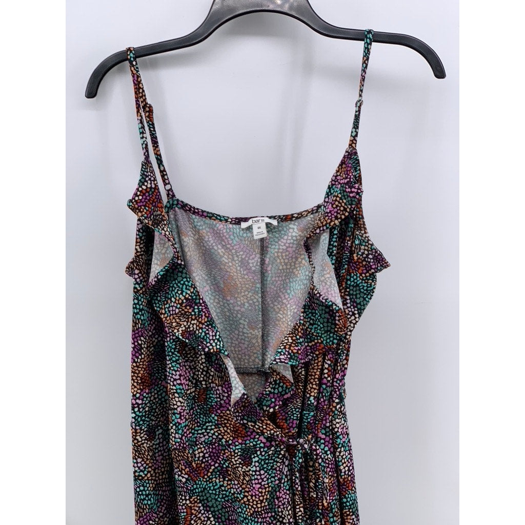 BAR III Women's Plus Black-Multi Printed Ruffle Wrap Dress SZ 0X
