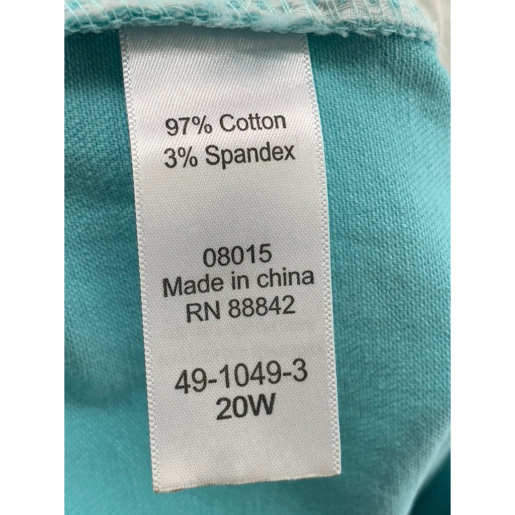 WOMAN WITHIN Women's Plus Light Blue Solid Capri Pants SZ 20W
