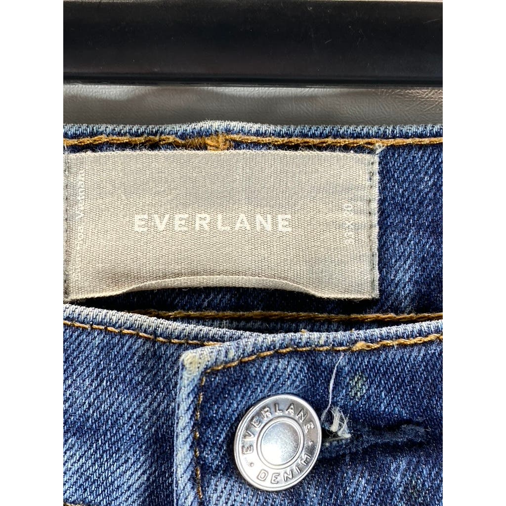 EVERLANE Men's Dark Blue Faded Denim Slim-Fit Five-Pocket Jeans SZ 33X30