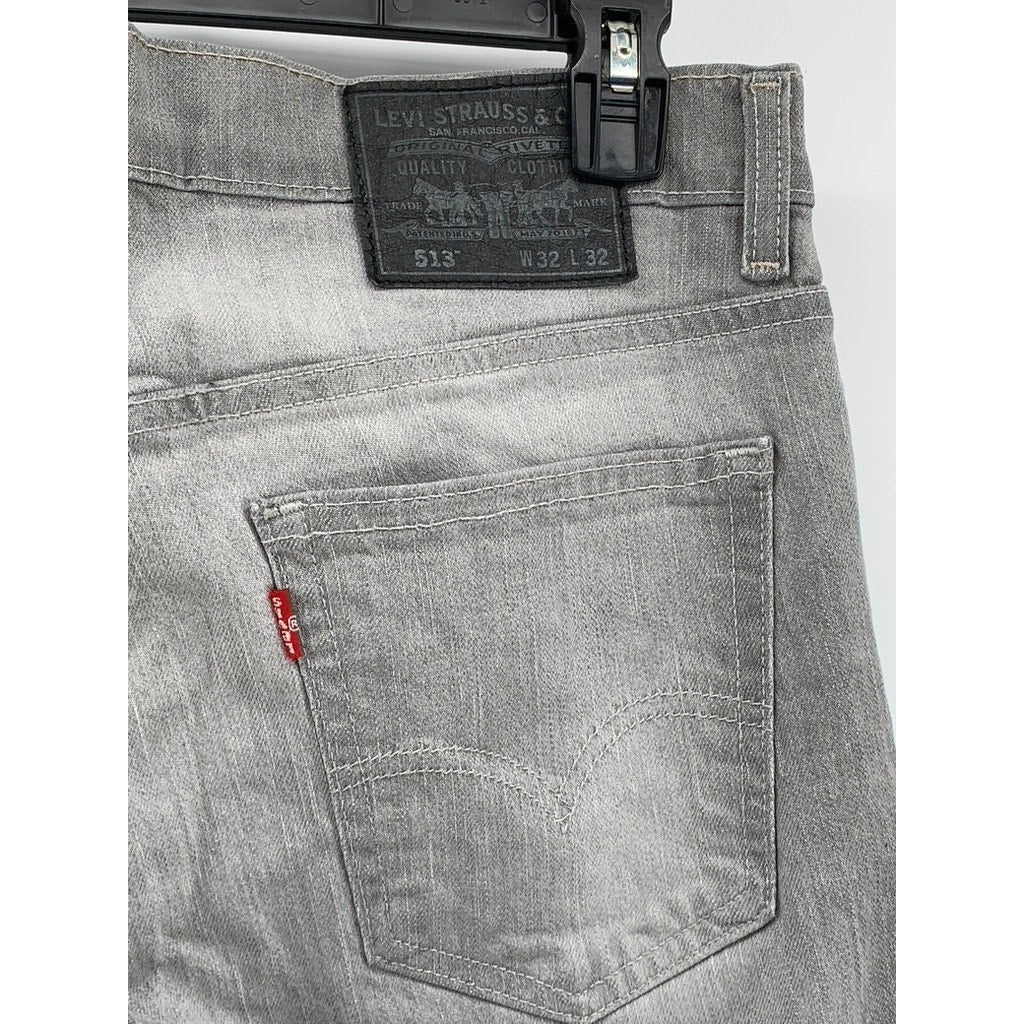 LEVI'S Men's 513 Light Gray Denim Slim Leg Regular Fit Five-Pocket Jeans SZ32X32