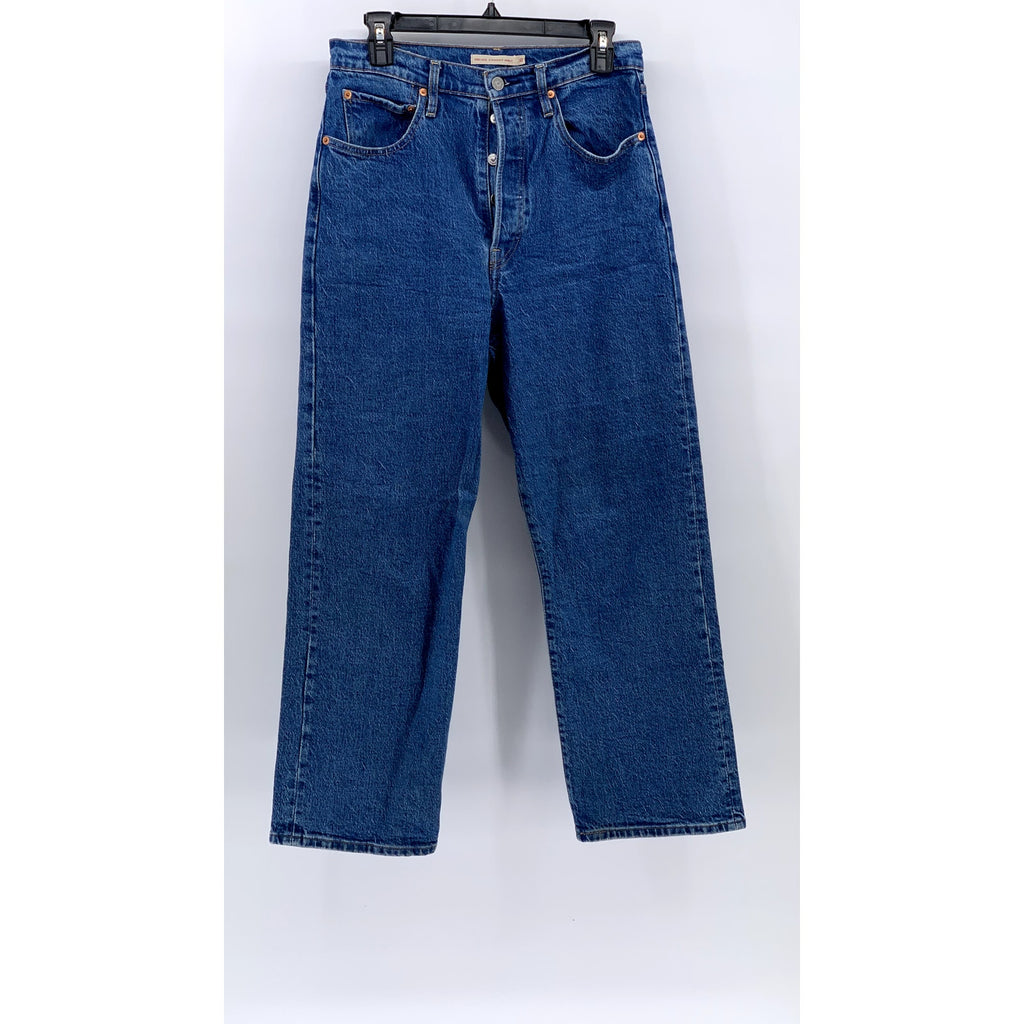 LEVI'S Women's Blue Denim Casual Button-Fly Ribcage Straight Ankle Jeans SZ 30