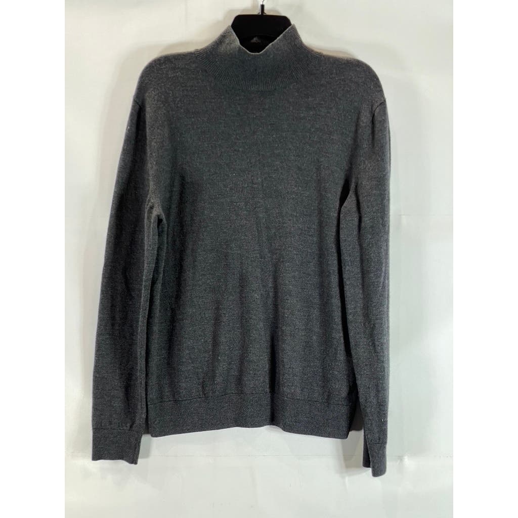 A.P.C Men's Charcoal Pullover Long Sleeve Merino Wool Mock-Neck Sweater SZ M