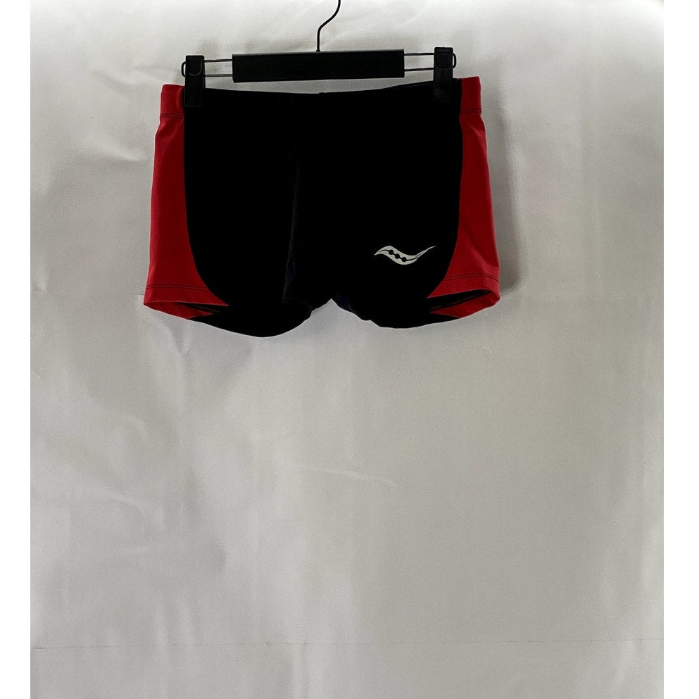 SAUCONY Women's Black/Red 3" Elastic Waist Pull-On Running Shorts SZ M