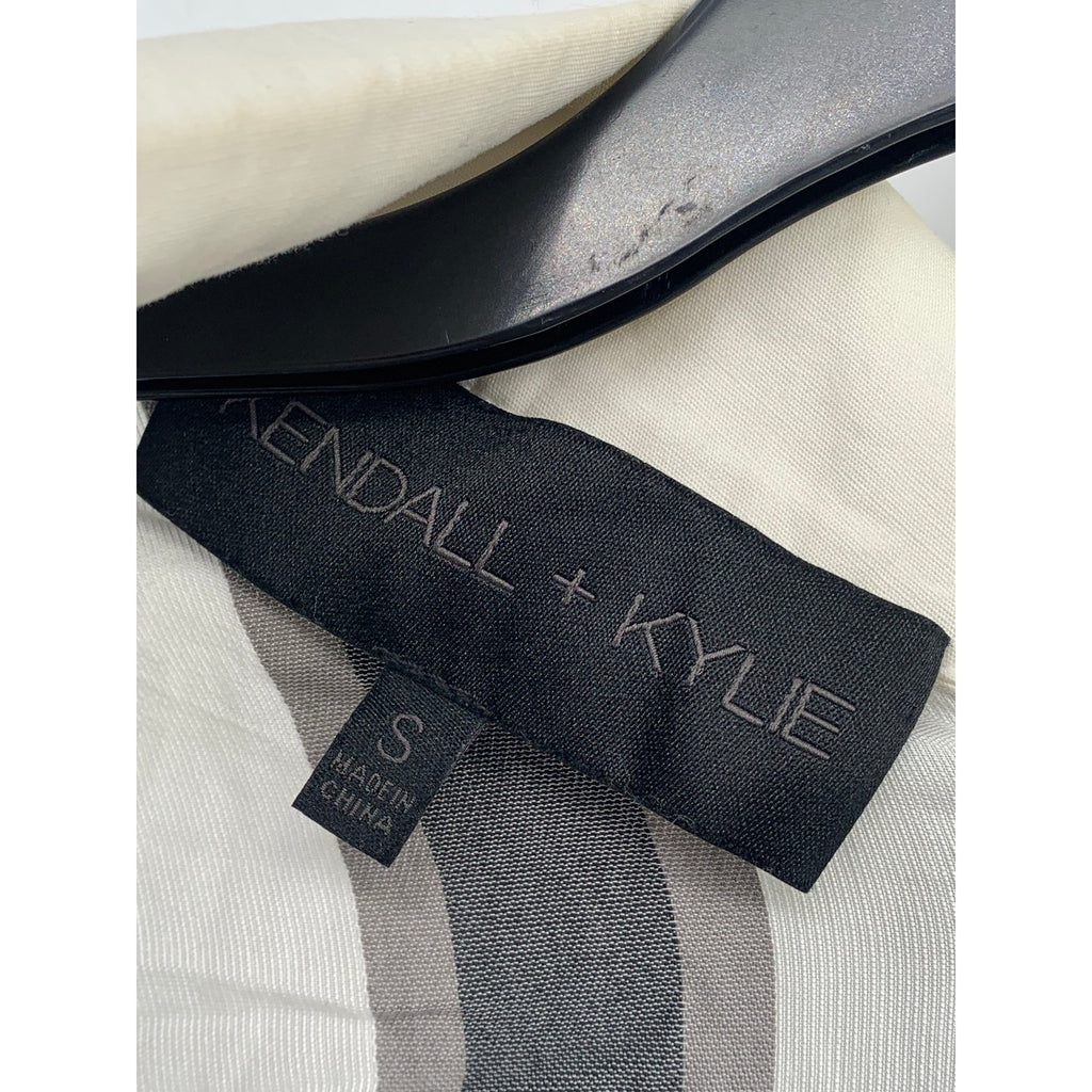 KENDALL & KYLIE Women's White-Black Striped Button-Up Shirt Dress SZS