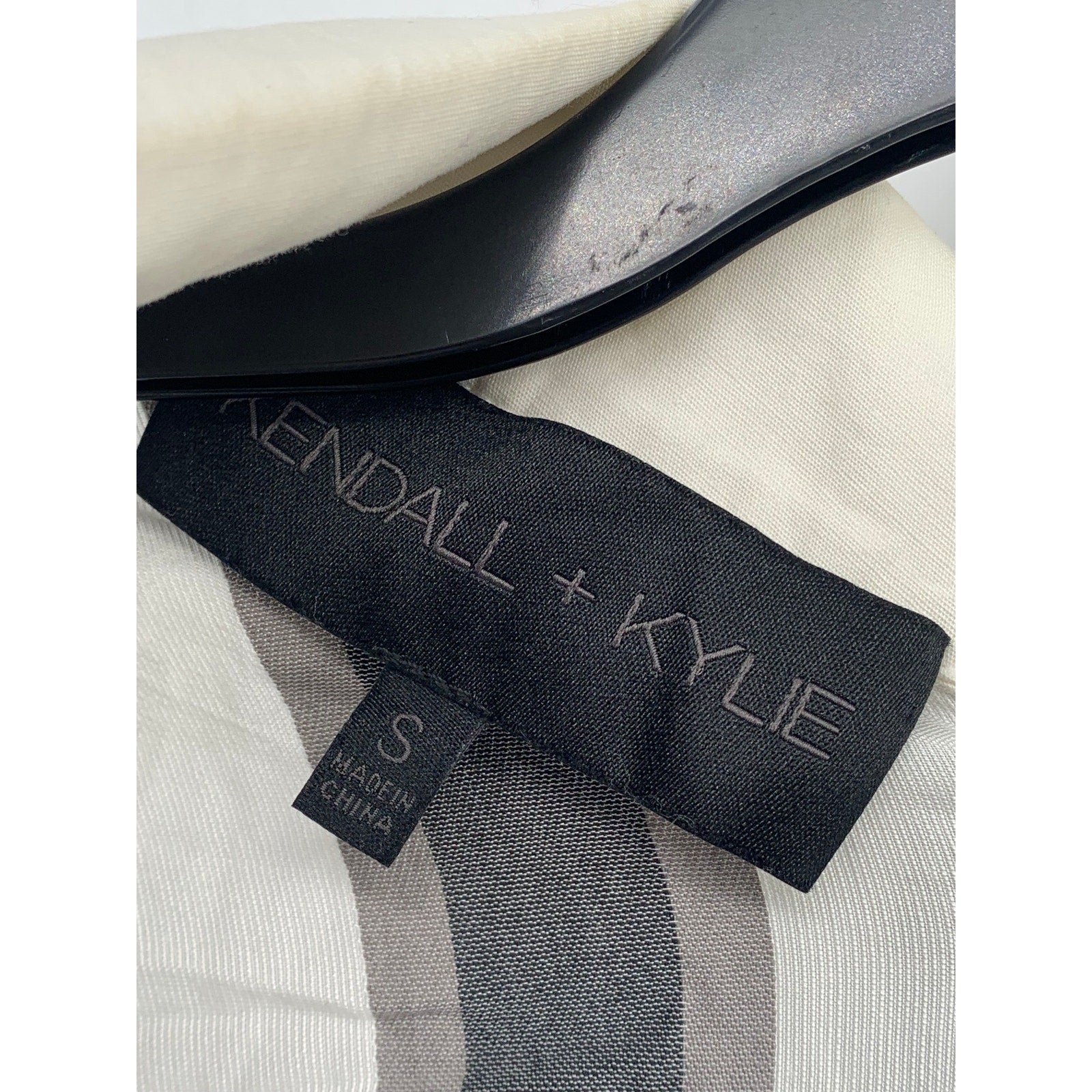 KENDALL & KYLIE Women's White-Black Striped Button-Up Shirt Dress SZS