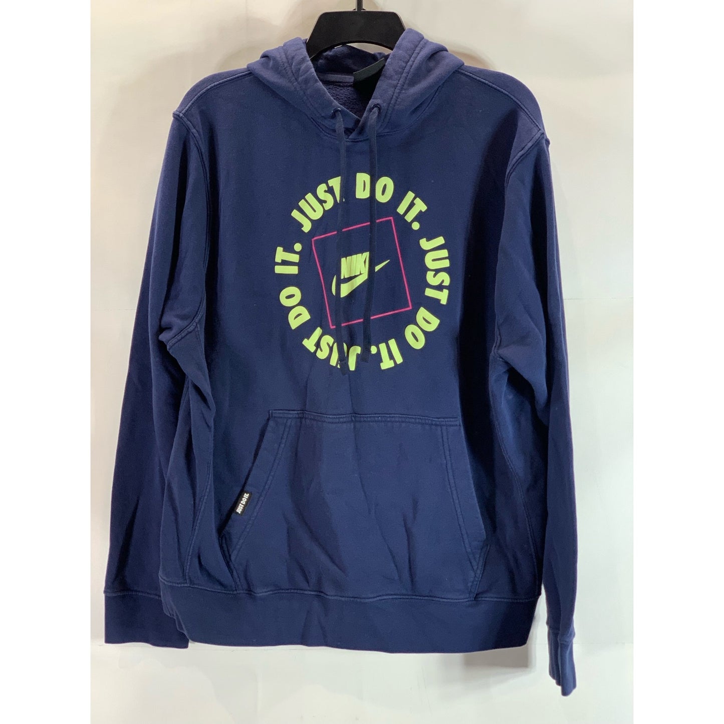 NIKE Sportswear Men's Navy/Green Just Do It Fleece Pullover Hoodie SZ L