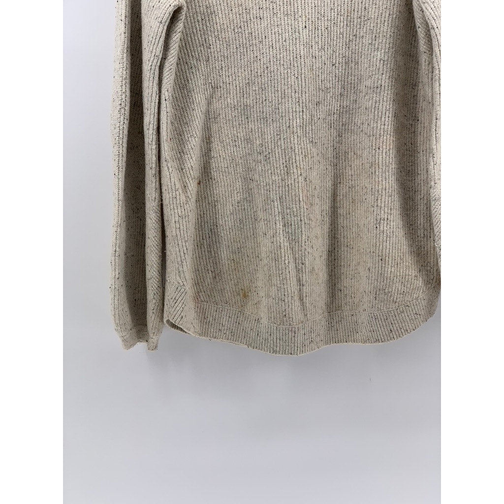 LOFT Women's Beige Speckle Knit Crewneck Long Sleeve Pullover Sweater SZ M