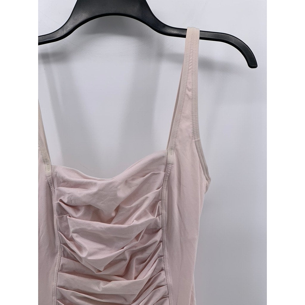 CALVIN KLEIN Women's Light Pink Ruched One-Piece Swimsuit SZ 8