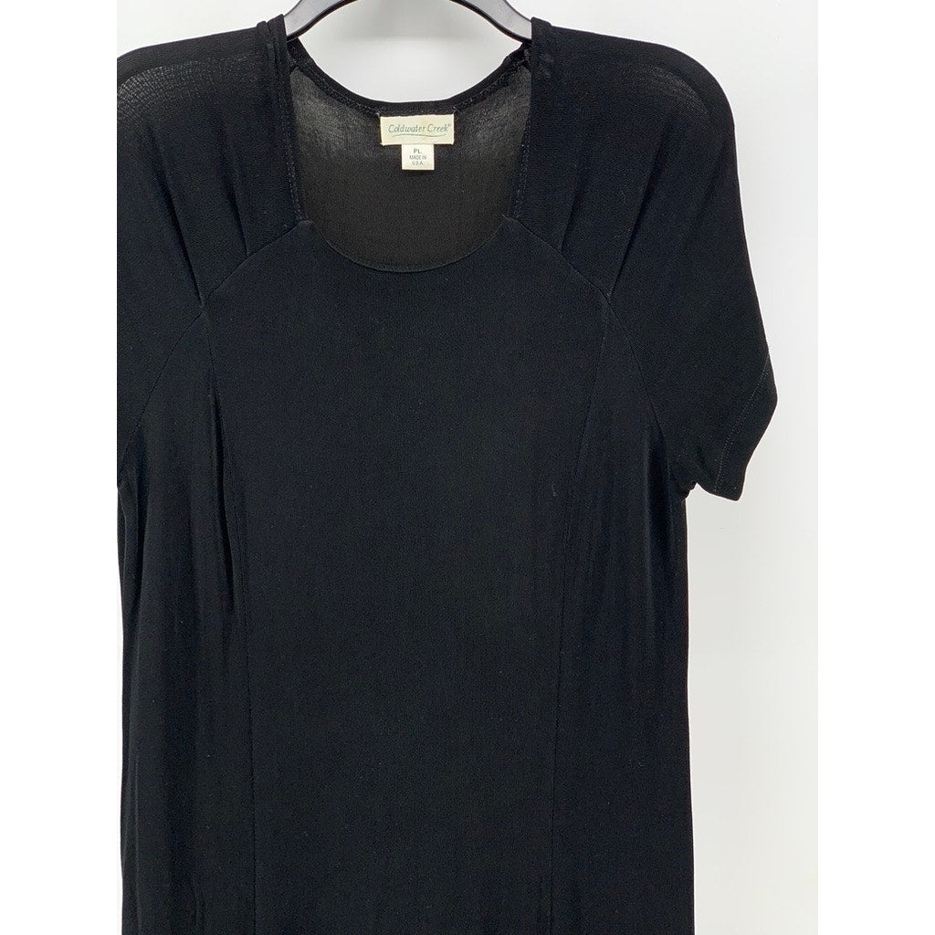 COLDWATER CREEK Women's Vintage Petite Black Short Sleeve Maxi Dress SZ PL
