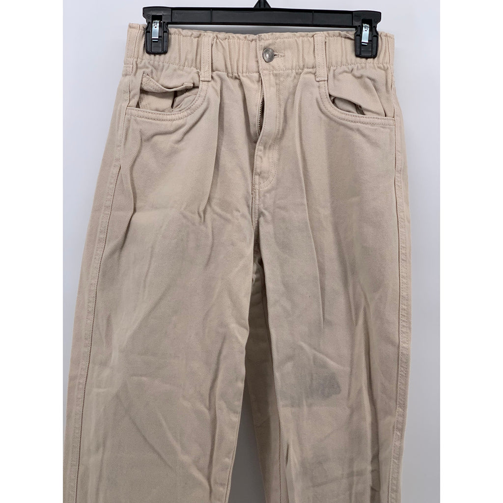 H&M Women's Tan High-Waist Twill Casual Trousers SZ 2