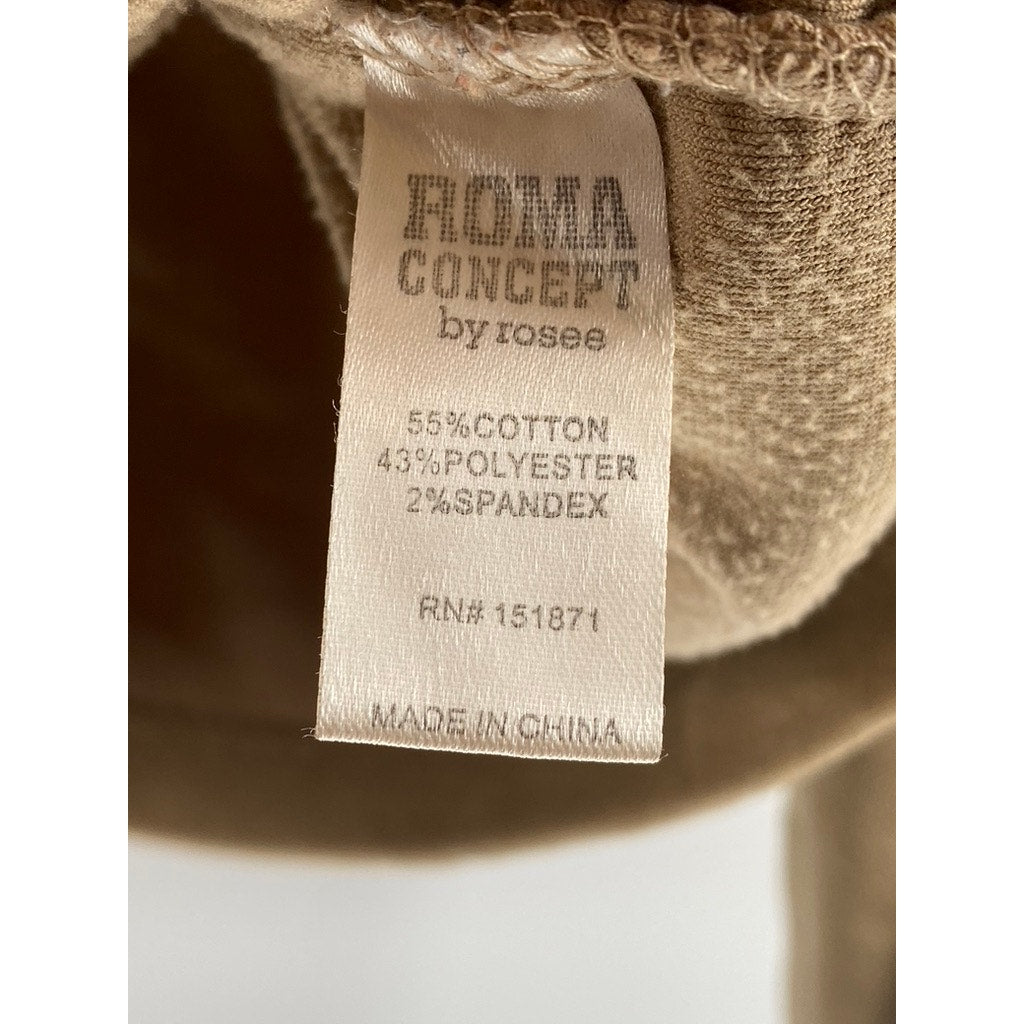 ROMA CONCEPTS By ROSEE Women's Brown Faux Suede Pullover Cropped Hoodie SZ M