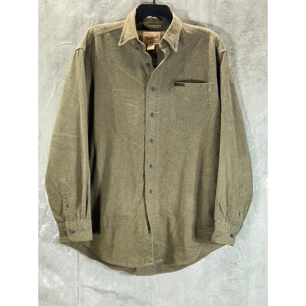 WOOLRICH Men's Brown Vintage Sportsman Chamois Button-Up Long Sleeve Shirt SZ L