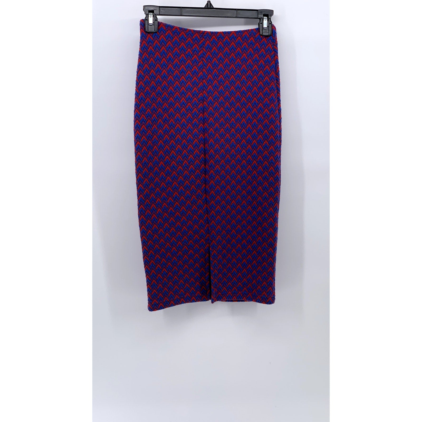 AMERICAN APPAREL Women's Purple-Orange Arrow Print Knit Straight Midi Skirt SZ S