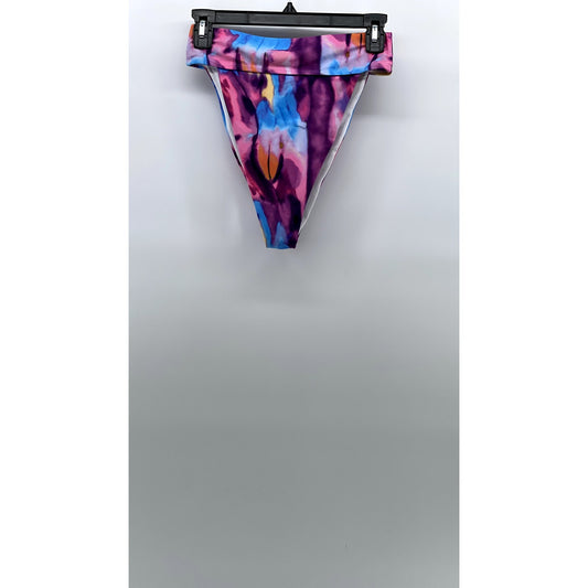MATTTE COLLECTION Women's Purple Tie-Dye High-Rise Cheeky Bikini Bottom SZ M
