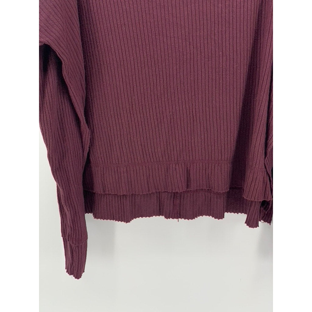 WILD FABLE Women's Maroon Ribbed V-Neck Dolman Sleeve Top SZ L