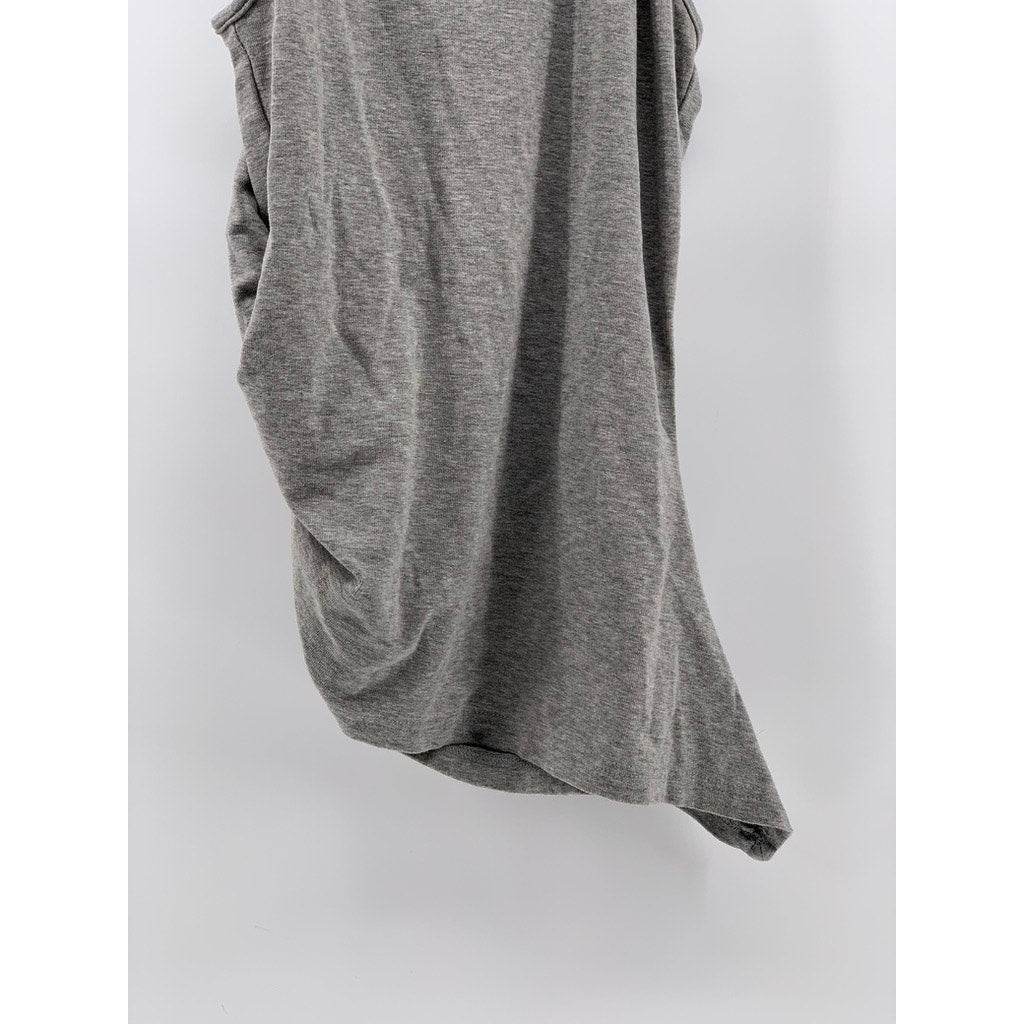 UNBRANDED Women's Light Gray Scrunched Mock-Neck Sleeveless Asymmetrical Top SZL